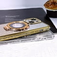 thumbnail image 5 of Magnetic Case for iPhone 13 with Holder Stand,Rhinestone Glitter Plated Bling Luxury Phone Case（Compatible with MagSafe） Shockproof Kickstand Design for iPhone 13-Gold, 5 of 14