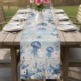 thumbnail image 4 of Blue Jellyfish Coastal Table Runner 72 Inches, Beach Starfish Nautical Coral Vintage Bed Runner Dresser Scarves Tabletop for Indoor Outdoor Parties/Ceremony/Banquet, 16" x 72", 4 of 9