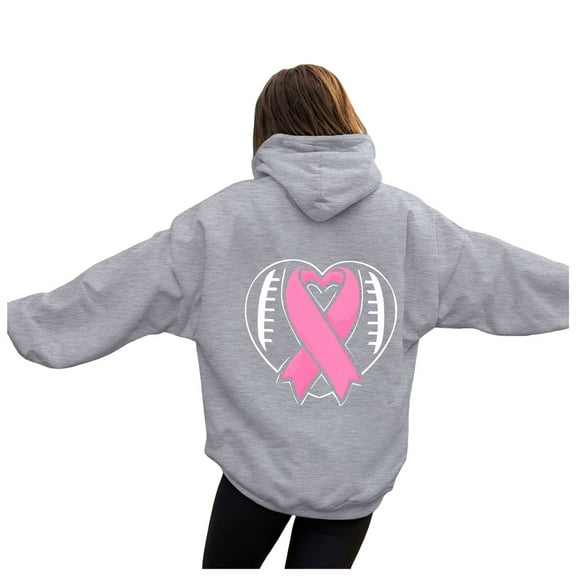 GEWSEY Women Hoodies Cancer Awareness Fall Sweatshirts for Women 2025 Y2k Fall Winter Oversized Hoodie with Pockets (Grey, S)