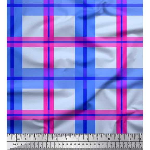 Soimoi Moss Georgette Fabric Check Check Print Sewing Fabric Yard 42 Inch Wide