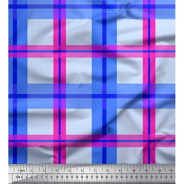 Soimoi Cotton Jersey Fabric Check Check Decor Fabric Printed Yard 58 Inch Wide
