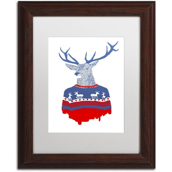 Trademark Fine Art 'Ugly Winter Pullover' Canvas Art by Robert Farkas, White Matte, Wood Frame