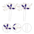thumbnail image 4 of 2 Pcs Épingle à Cheveux Bleue en Strass Épingle en Forme de U Coiffe de Mariée Accessoire pour Cheveux, 4 of 8
