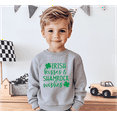 thumbnail image 3 of Bump and Beyond Designs St. Patrick's Day Shirt Toddler, Shamrock Wishes Sweatshirt (Heather Grey 2T), 3 of 5
