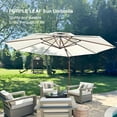 thumbnail image 2 of PURPLE LEAF 10FT Deluxe Round Wood Grain Patio Umbrella, Large Offset Cantilever Umbrella with 360° Rotation, Cream, 2 of 13