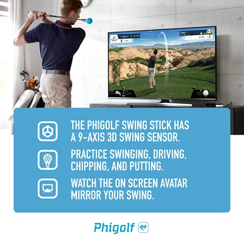 PHIGOLF Home Golf Simulator with Weighted Swing Stick, Indoor