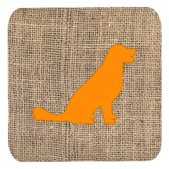Labrador Burlap And Orange Foam Coasters - Set 4, 3.5 x 3.5 In.