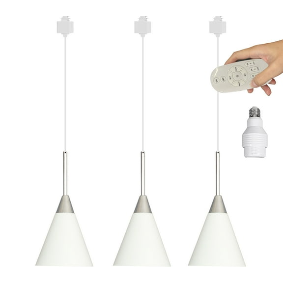 Kiven H Track Pendant Lightning with Remote Control, 3 Lights Dimmable Modern H Track Lighting Iron Pendant Lights for Bedroom Kitchen,E26 Socket