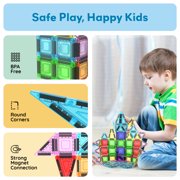 PicassoTiles 40PCS Nano Magnetic Tiles Travel Size Mini Portable Building Blocks Playset with Storage Case, STEM Educational Toy for Kids