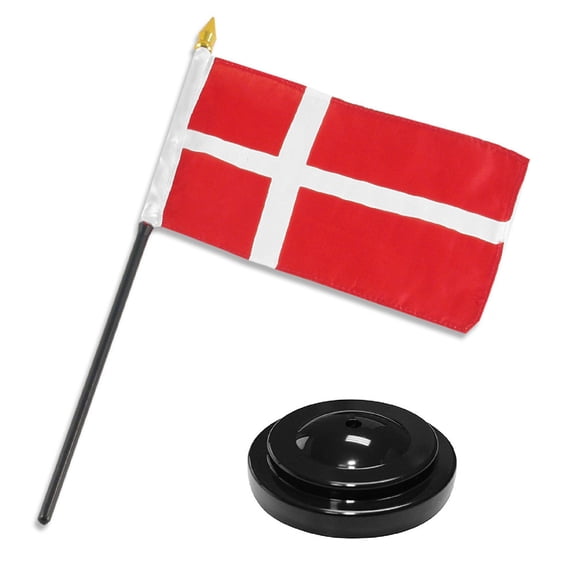 Denmark Flag 4"x6" Desk Set Table Stick Black Base