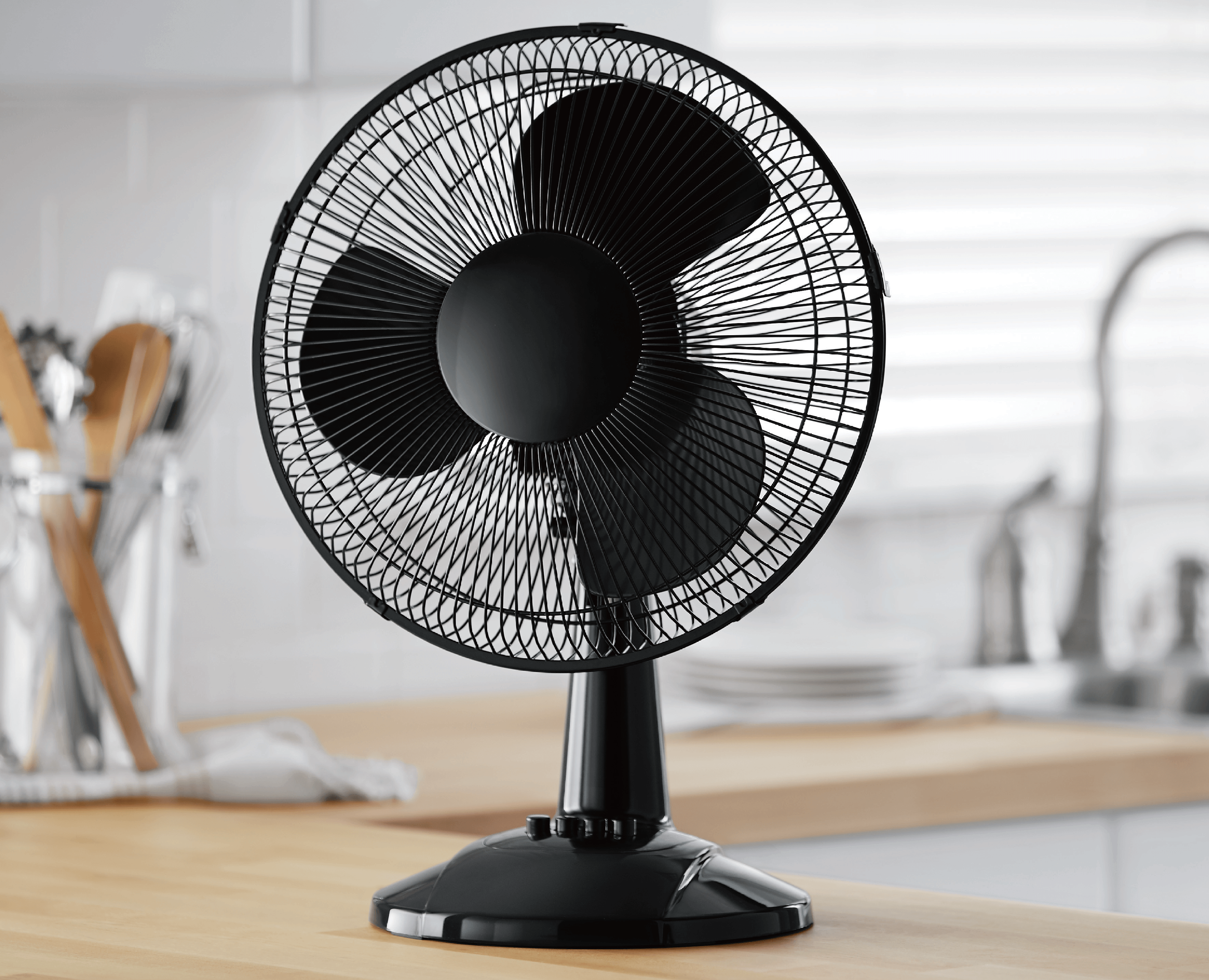 Mainstays 12" 3-Speed Oscillating Table Fan, FT30-8MBB, New, Black - image 4 of 9