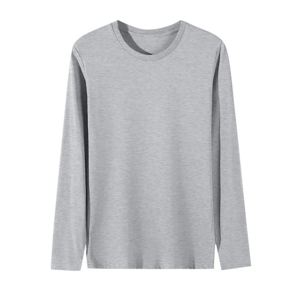 LNWUY (L-5XL) Big and Tall Long Sleeve Shirts for Men Soft Breathable Crew Neck Mens Tshirts Full Sleeve Tees Gray L