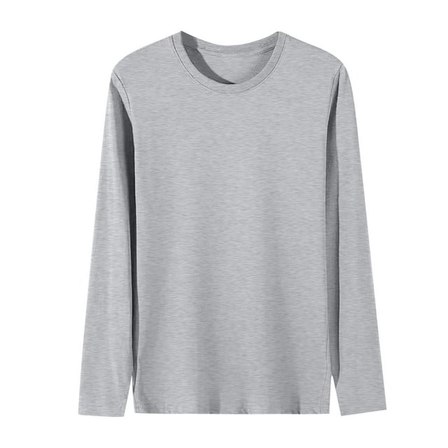 fatyb T-Shirts à Manches Longues pour Hommes Grande Taille Col Ras du Cou T-Shirts Basiques à Manches Longues T-Shirts Décontractés pour Hommes