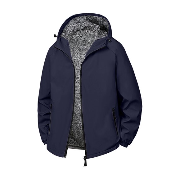 Kalauyu Zip Up Hoodie Men Fleece Lined with Zipper Pocket Heavyweight Hooded Sweatshirt Loose Fit Winter Active Jacket