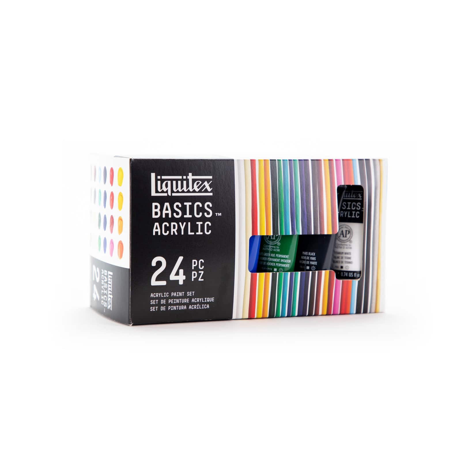 Liquitex BASICS Acrylic Color Clear Box Set, 22ml, 24-Colors