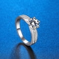 thumbnail image 2 of 925 mujeres con anillo de compromiso de plata, boca ajustable, diamante real de 1 quilate, 2 of 5