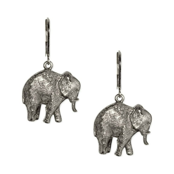 1928 Jewelry Pewter Elephant Drop Earrings