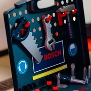 Bosch: Tool Shop - Foldable Workbench Toy, Light & Sound Ixolino, Saw-Hammer-Screwdriver-Wrench, Construction & Building Roleplay Station, Kids 3+