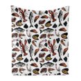 thumbnail image 1 of Lobster Soft Flannel Fleece Blanket, Vintage Delicious Seafood Elements as Squid Salmon Caviar Fillet Shrimp and Oyster, Cozy Plush for Indoor and Outdoor Use, 60" x 80", Multicolor, by Ambesonne, 1 of 6