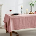 thumbnail image 3 of 100% Pure Linen Rectangle Tablecloths 60x108Inches for Dining,Buffet Parties,Picnic,Events,Weddings and Restaurants,Decorative Halloween,Thanksgiving Machine Washable Tablecloths-Muddy Pink, 3 of 12