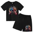 thumbnail image 2 of Conjunto de camiseta y pantalones cortos con estampado de máquina de juego de arte de grafiti para niños, moda de verano, informal, de manga corta, para niños y niñas, 2 of 5