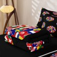 thumbnail image 6 of Manfei Soccer Sports Themed Zipper Queen Comforter Set with Fitted Sheet and 2 Pillowcases,Global Flag Zipper Bedding Set,Black,Black Reversible,4pcs, 6 of 8