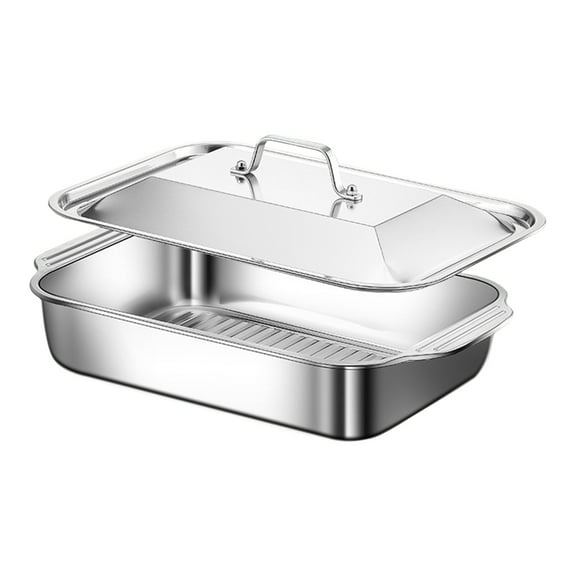 BYNNIX Multifunctional Stainless Steel Serving Tray Square Silver Food Platter Rusts Resistant Dishwasher Safe Dinner Tray
