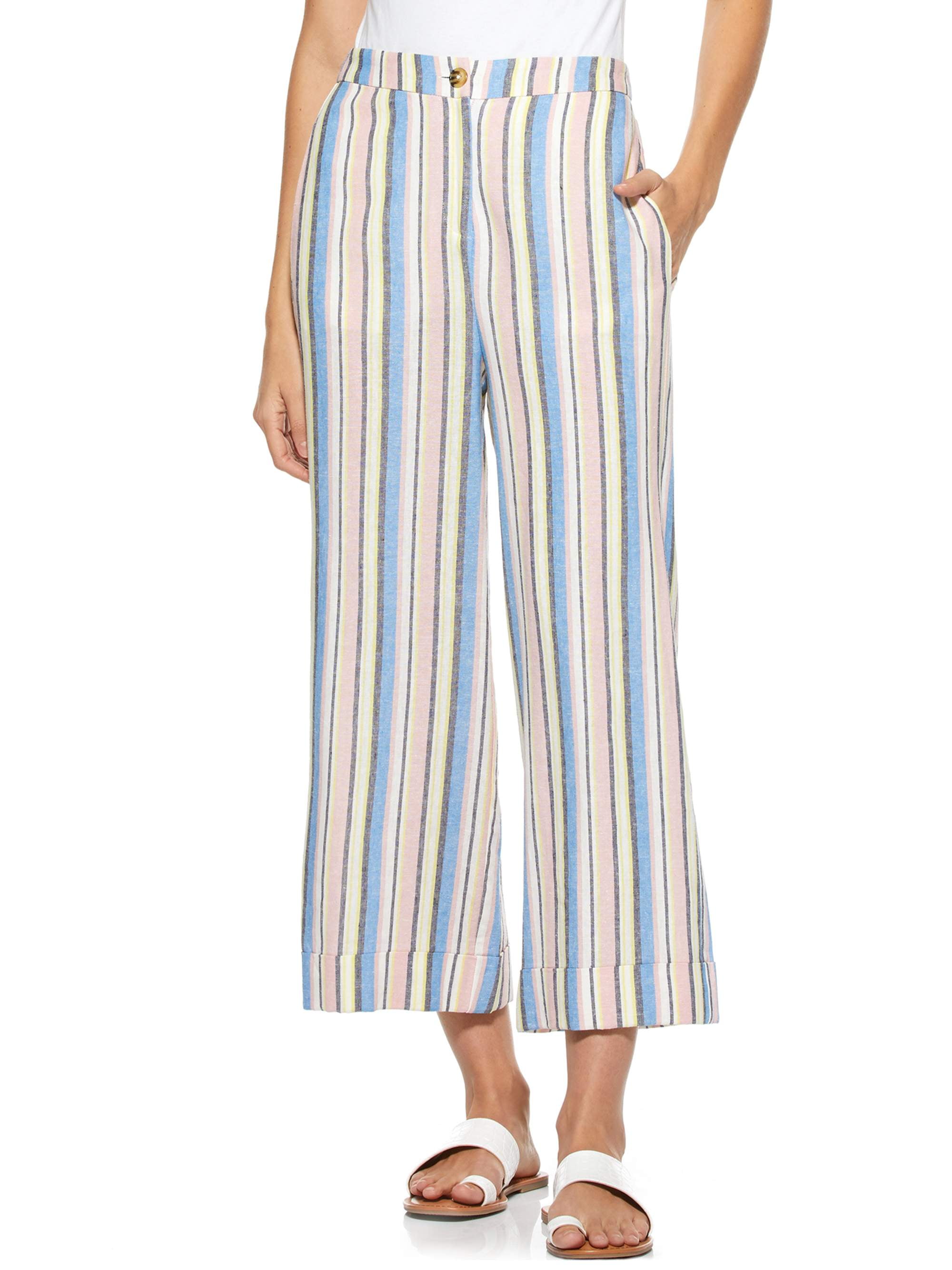 womens wide leg striped pants