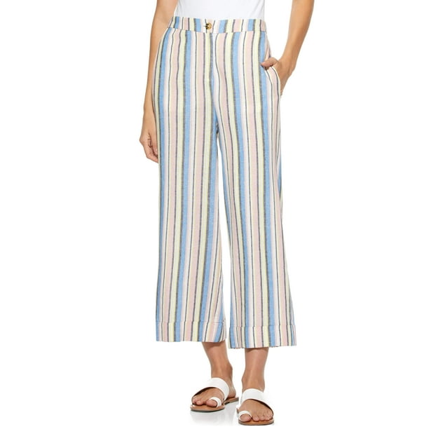 Scoop Linen Wide Leg Stripe Pants Women’s - Walmart.com