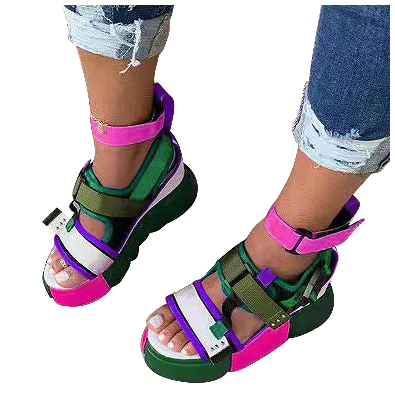 platform color block sandals