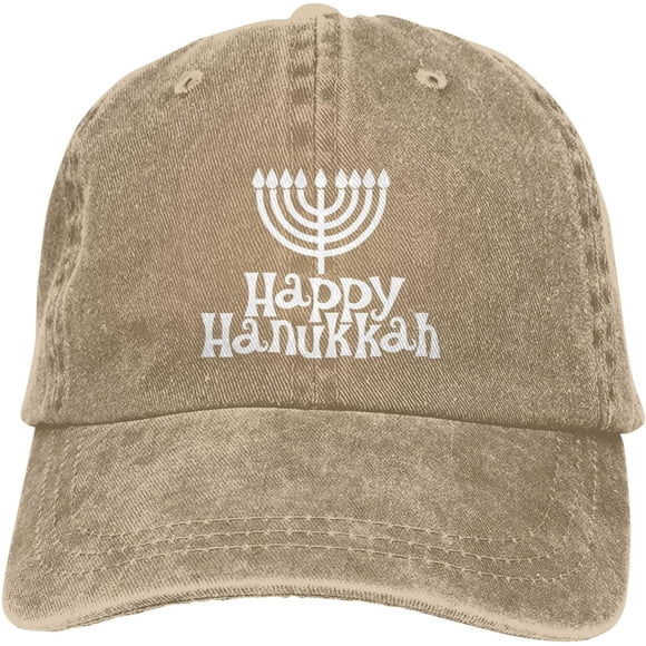 Hanukkah Jewish Funny Hat Adjustable Denim Baseball Cap Black Dad Hat Men Women