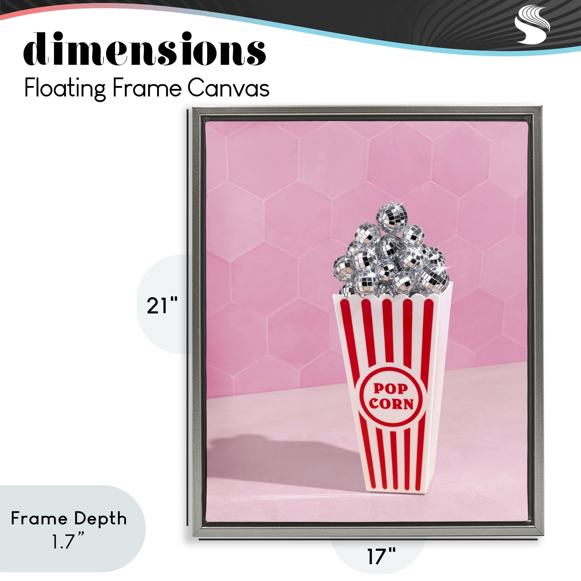 Stupell Industries Pink Disco Popcorn Gray Framed Floater Canvas Wall Art, design by LISH Creative