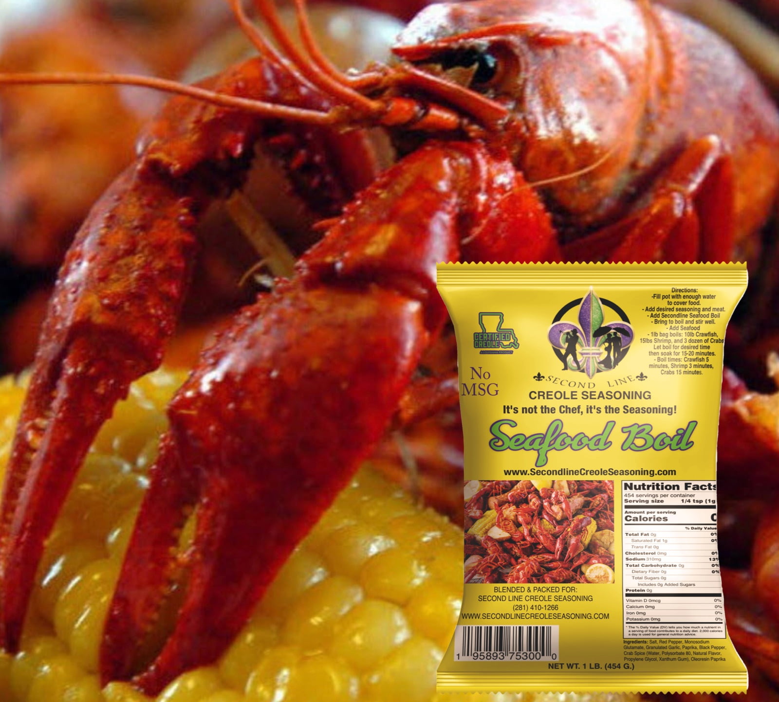 Second Line Creole Seasoning 1Lb Seafood Boil 4PK