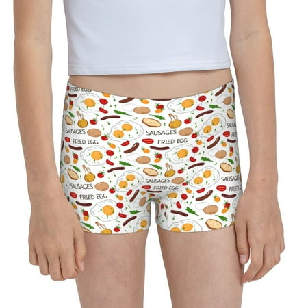 Pofeuu Sausage Tomato Toast Print Soft Cotton Girls Boyshort panties Toddler Underwear-X-Large