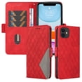 thumbnail image 2 of Compatible with iPhone 11 Wallet Flip Case, Classic PU Leather Shockproof Protective for Men Women Card Slots Kickstand Magnetic Closure Phone Case Cover for iPhone 11, Red, 2 of 11
