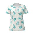 thumbnail image 3 of Zufioo Turtle for Women's Deep V-neck Short-sleeved T-shirt, Top with Short Sleeves - with Stainless Steel Buckle, Moisture Wicking, Ideal Home Wear-XX-Large, 3 of 8