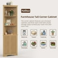 thumbnail image 6 of 67" Tall Corner Cabinet with Doors, 5-Tier Fluted Corner Storage Cabinet with Open Storage Adjustable Shelves, Home Space Saver for Bathroom, Kitchen, Natural Oak, 6 of 9