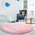 thumbnail image 7 of Fluffy Soft Round Rugs for Bedroom Living Room, Pink Shaggy Area Rugs 5 x 5 Feet faux fur, Carpet for s Room, Throw Circle Rug for Room, Fuzzy Plush Rug for Dorm, 7 of 7