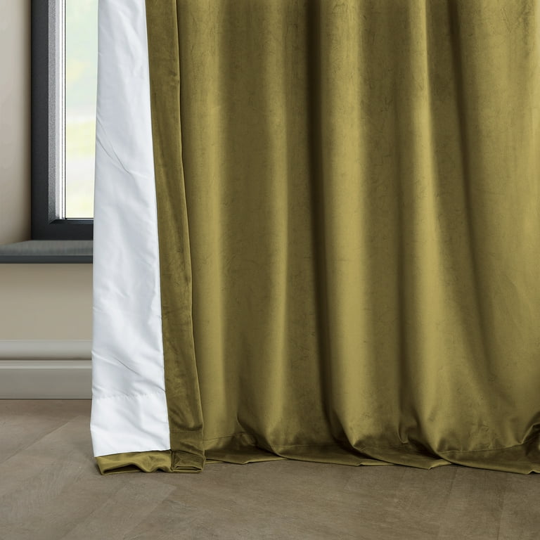 Peat Green Heritage Plush Velvet Curtain (1 Panel), Peat Green