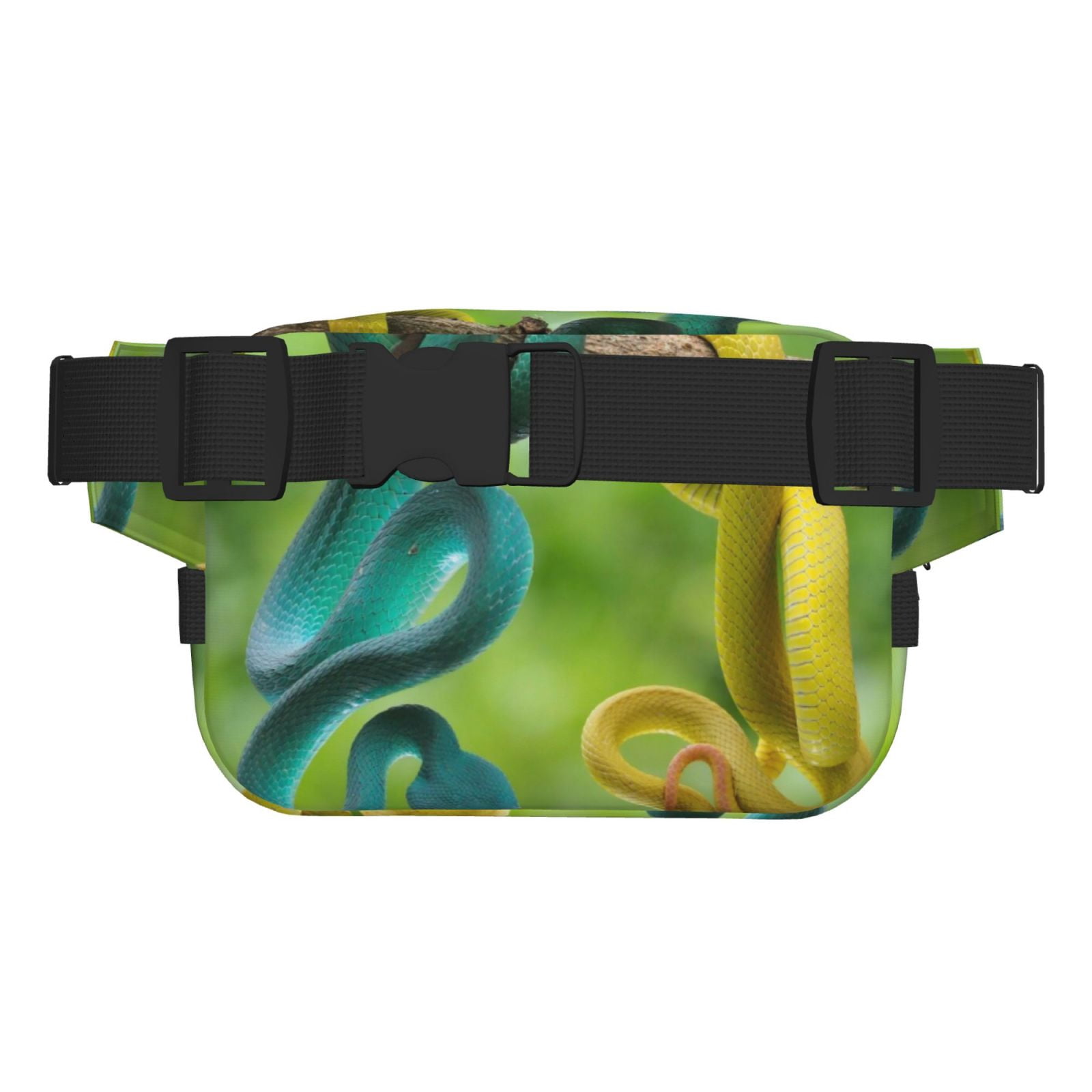 Picia Blue Viper And Yellow Viper Snake Print Square Double-Layer Waist Bag Mini Adjustable Waist Belt Bag Exercise Running Travel Hiking