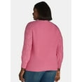 thumbnail image 3 of Terra & Sky Women's Plus V-Neck Pointelle Knit Sweater, Midweight, Sizes 1X-5X, 3 of 5