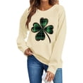 thumbnail image 4 of ClodeEU Womens Saint Patrick's Day Print Sweatshirt ，Classic Long Sleeve Crewneck Pullover Beige,Womens Plus XXL, 4 of 6