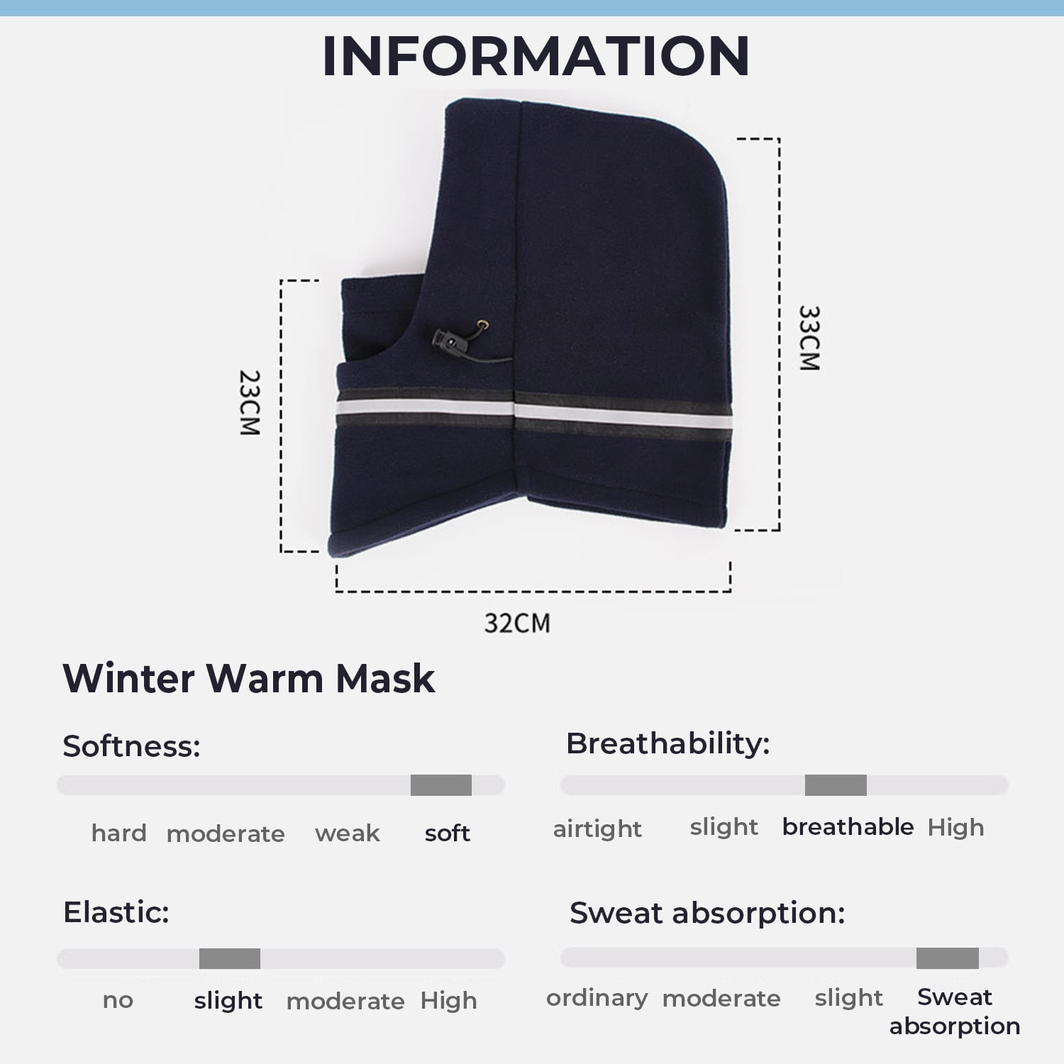 2 Pack Ski Face Mask Neck Gaiter Thermal Soft Face Cover Headwear Skiing Fishing Navy Blue