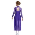 thumbnail image 2 of Sholeno Kids Girls Long Sleeve Lyrical Dance Dress Contemporary Dance Dress Flowy Mesh Maxi Skirted Leotard Purple 6, 2 of 6
