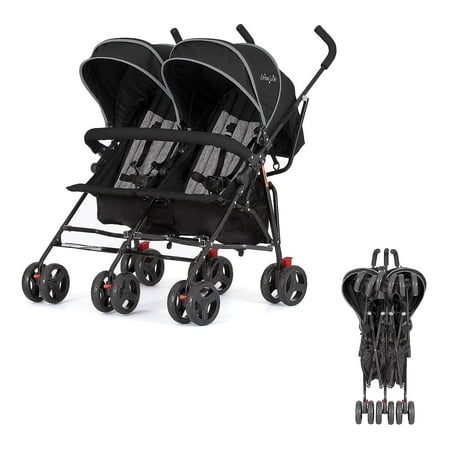 UPC: 0811048037787 | Dream On Me Vo o Twin Umbrella Stroller in Black Lightweight Double Stroller for Infant & Toddler Compact Easy Fold Large Storage Basket Large and Adjustable Canopy
