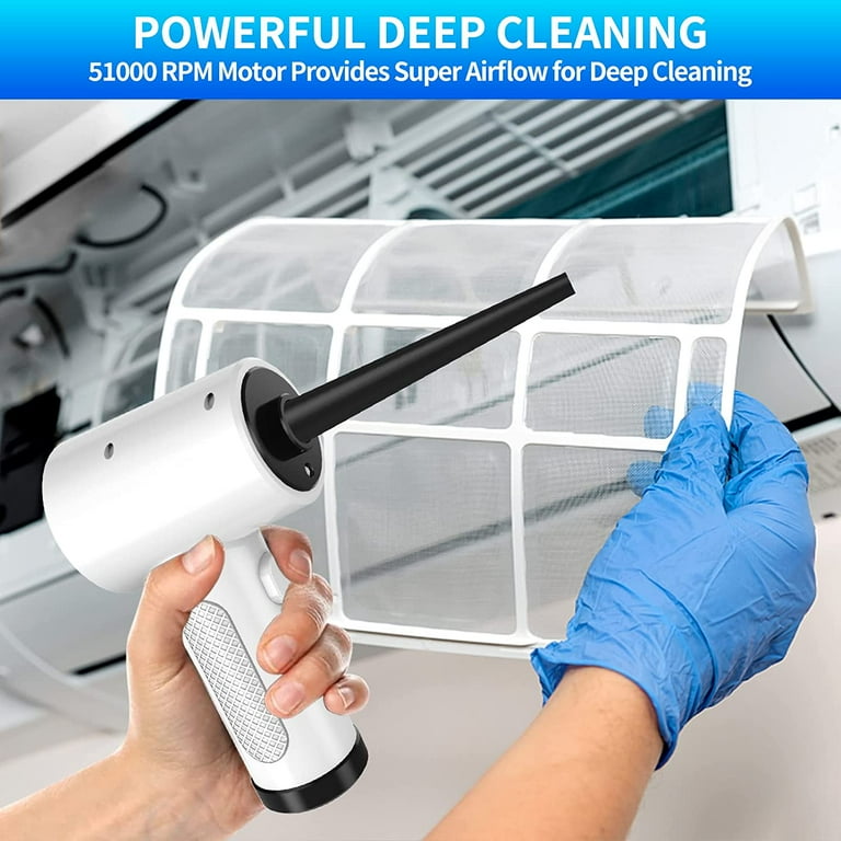 Powerful Cordless Air Duster, 51000RPM, 3 Speed, Rechargeable, LED Light, Keyboard Cleaner