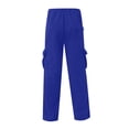 thumbnail image 5 of Mens Heavyweight Cargo Sweatpants Joggers Baggy Elastic Waist Drawstring Workout Pants with Pockets Winter Blue L, 5 of 5