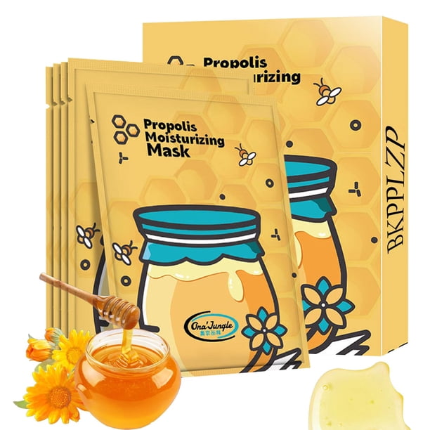 BKPPLZP Juego de mascarillas faciales en láminas Mascarilla facial hidratante Cuidado de la piel Mascarillas en láminas iluminadoras y reafirmantes Juego de mascarillas faciales diarias de propóleo pa