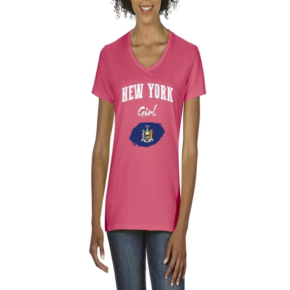 Normal is Boring - Women's T-Shirt V-Neck Short Sleeve, up to Women Size 3XL - New York Girl