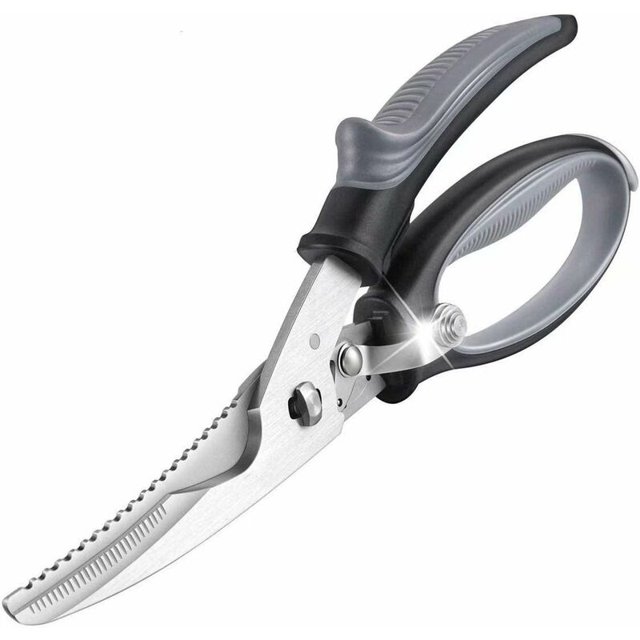 Tijeras de cocina multifunción para carne, nuez, pescado, papel, cuellos de botella, acero/plástico de calidad, plástico, acero inoxidable, tijeras para aves de 9,5 pulgadas esquí esquí Gafas de esquí
